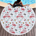 Flamants roses motif épaisse éponge serviette de plage ronde avec franges glands Tapestriesupplier